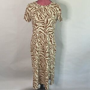 Nine West animal print tiger stripe cotton midi t shirt dress in Sz Medium